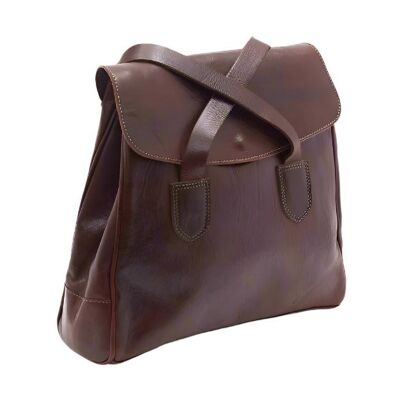 Sac à dos fourre-tout en cuir Cleo marron chocolat