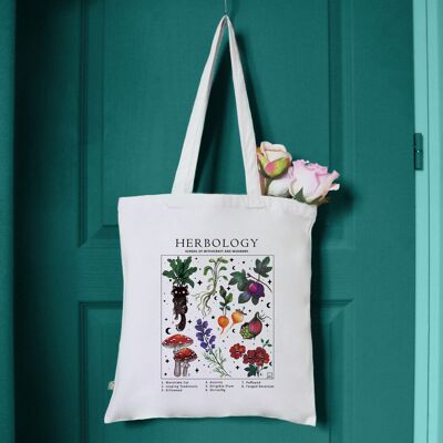 Bolsa de tela ilustrada de herbología