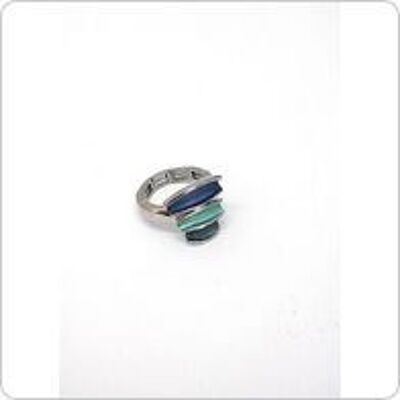 Anello con elastico rodiato blu