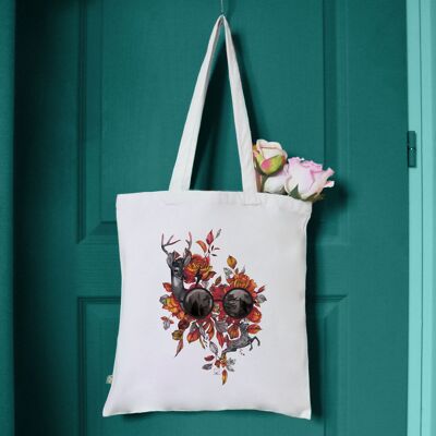 Tote bag illustrated with a deer patronus