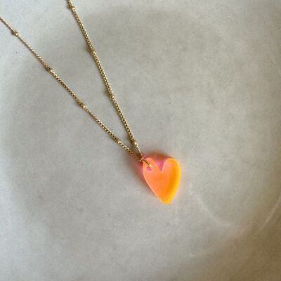 Collar con dijes Lume | Corazón naranja neón