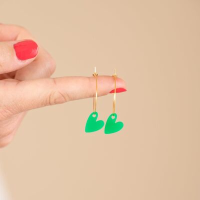 Boucles d'oreilles créoles Lume Charms | Cœur vert