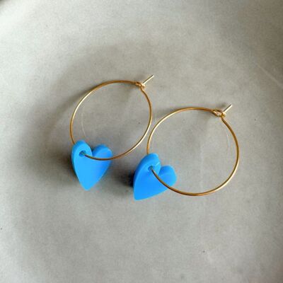 Earrings Hoops Lume Charms | Heart Blue