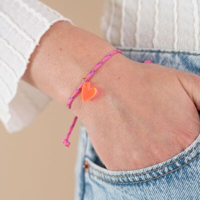 Bracelet Lume Charms | Heart Neon Pink