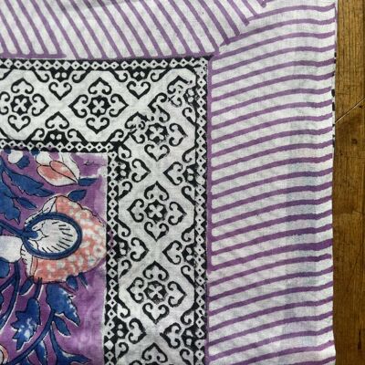 Bufanda, Pareo con Estampado de Bloques, 100% Algodón (100x180cm) - ET113