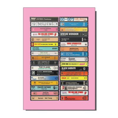 Carte de vœux vintage avec cassettes audio des années 70 et 80