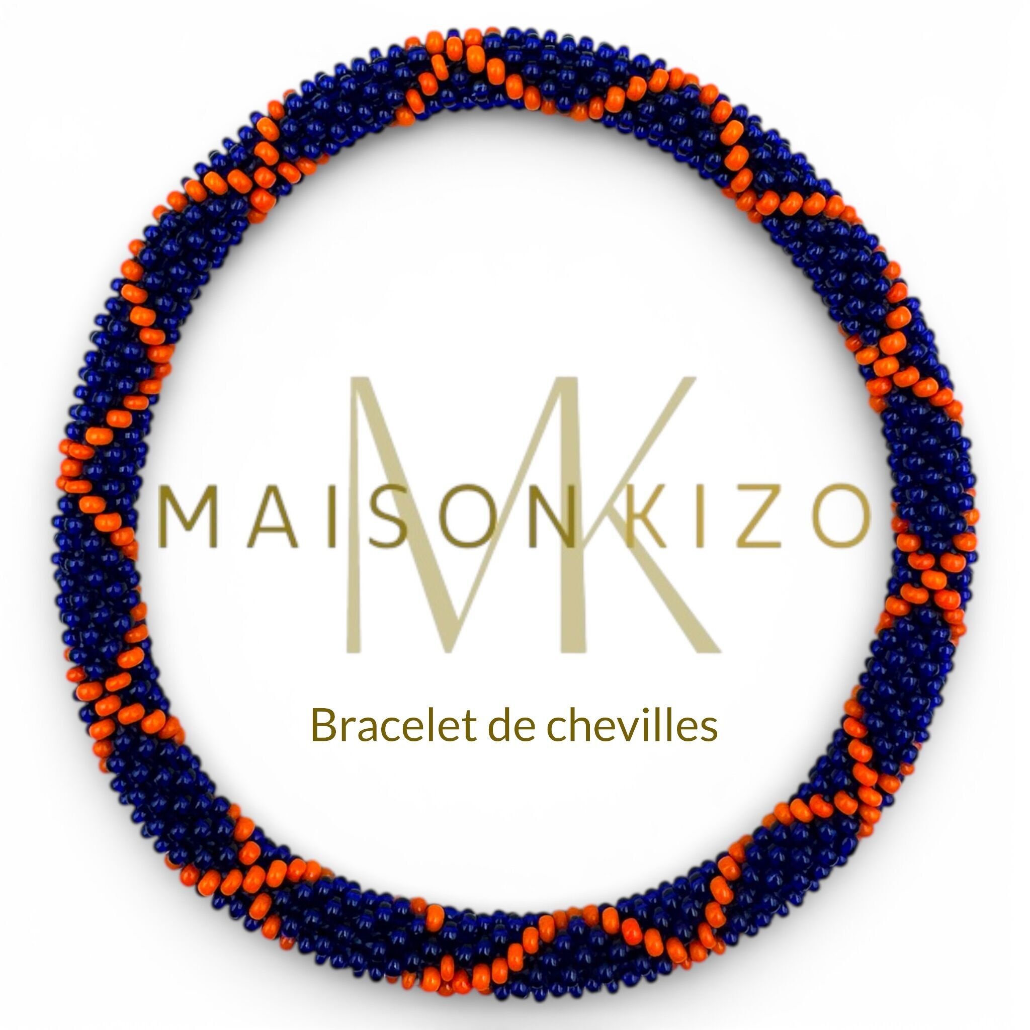 Bracelet de cheville népalais Bleu et orange