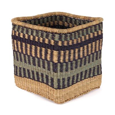 ABAN: Blue and Navy Square Storage Basket