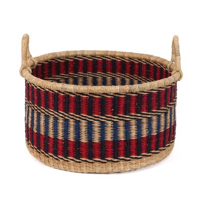 HUNU: Cesta pequeña para almacenar artículos de suelo con asas, en color rojo, azul y negro.