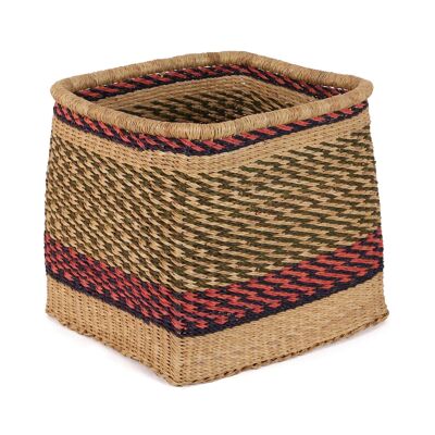 ADDAE: Khaki, Orange and Navy Square Storage Basket