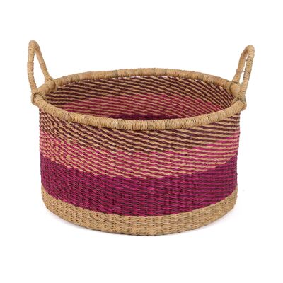 NANYAMKA : Petit panier de rangement de sol rose et violet avec poignées