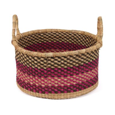 KUNLE: Medium Pink, Khaki Floor Storage Basket With Handles