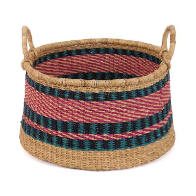 SIKA: Small Pink, Blue, Navy Floor Storage Basket With Handles