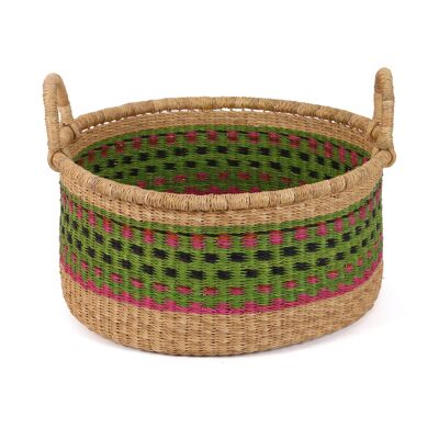 OZIGBODI: Cestino portaoggetti da pavimento con manici, colore verde, rosa e nero