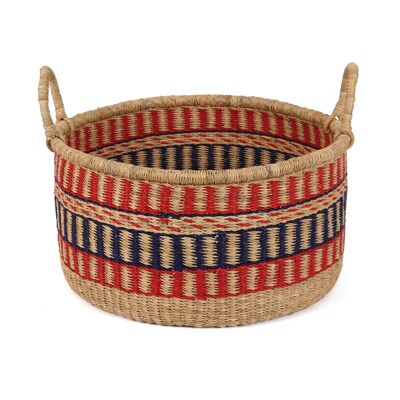 YINHANA : Panier de rangement de sol moyen rouge et bleu avec poignées
