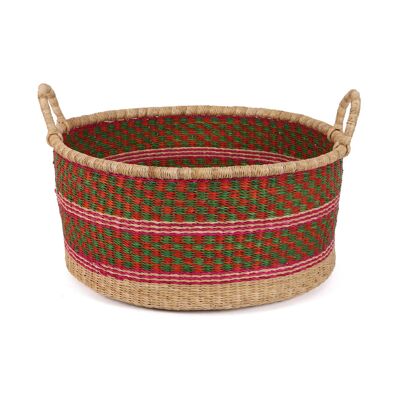 ZUHRAH: Large Green, Orange, Pink Floor Storage Basket With Handles