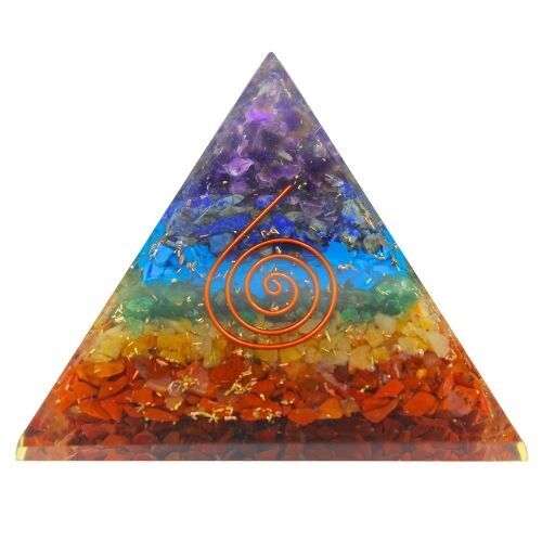Piramide di orgonite a 7 chakra con simbolo reiki