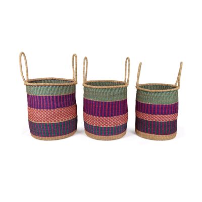 ABEEKU: Pink, Purple and Green Log or Laundry Basket