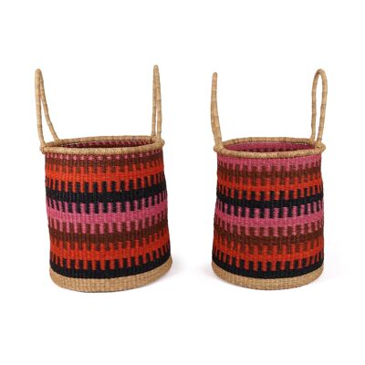 ABRABA: Pink, Orange and Black Log or Laundry Basket