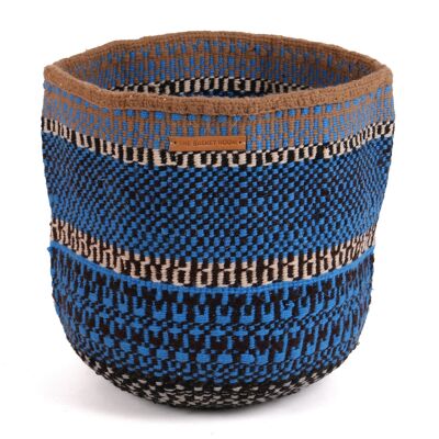 UTAFITI: Large Blue, Black and Brown Wool Basket