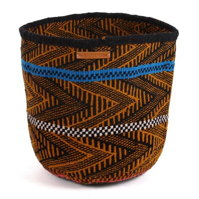 VIPI : Grand panier en laine marron, noir et bleu