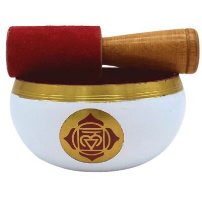 Cuenco cantor blanco Chakra Raíz 10 cm