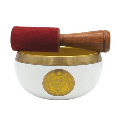 Cuenco cantor blanco Chakra del Plexo Solar 10 cm