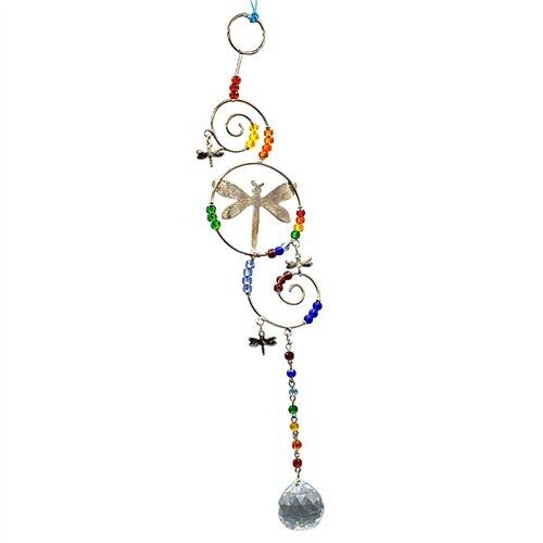 CHAKRA DI CRISTALLO CON FILO SOSPESO LIBELLULA 13.25"