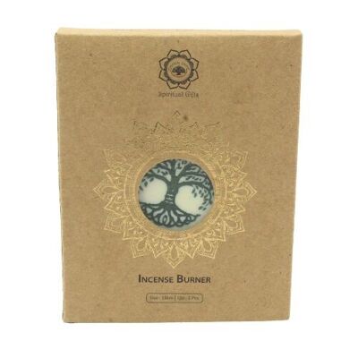 Wooden Incense Burner Green Tree Of Life 10 cm