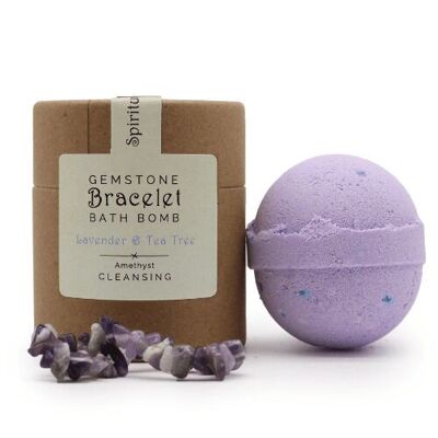 Amethyst Cleansing Gemstone Bracelet Bath Bomb Set 4 pcs