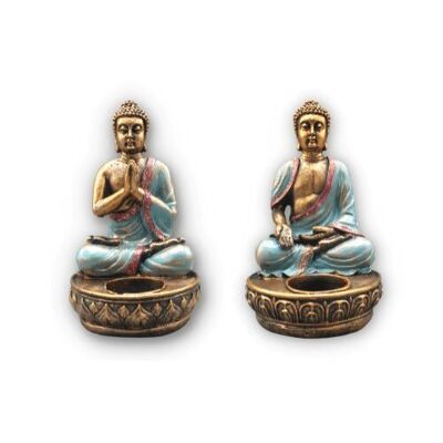 Juego de portavelas de Buda de 2 piezas