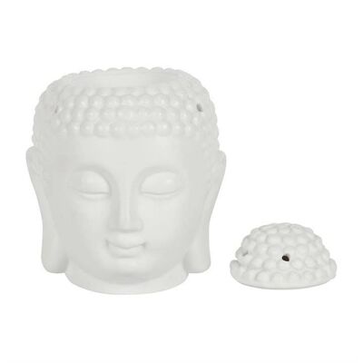 Quemador de aceite con cabeza de Buda - Blanco