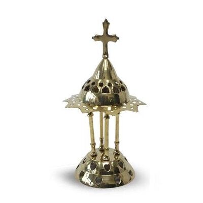 Incenseburner with peak and cross (12cm)