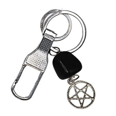 Keychain - Pentagram & Black Tourmaline Set of 6 pcs