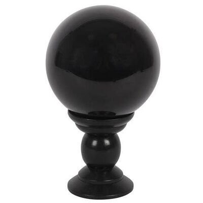 Grande sfera di cristallo nera su supporto