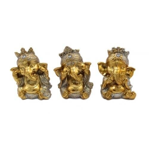 Statua del Signore Ganesh Bambino - Set di 3 pezzi