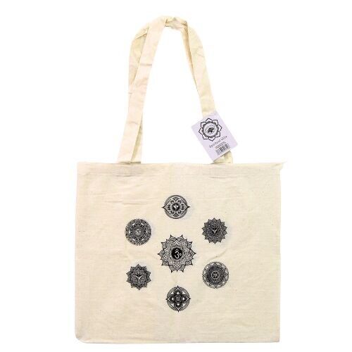 Borsa tote in cotone naturale - Nero 7 Chakra