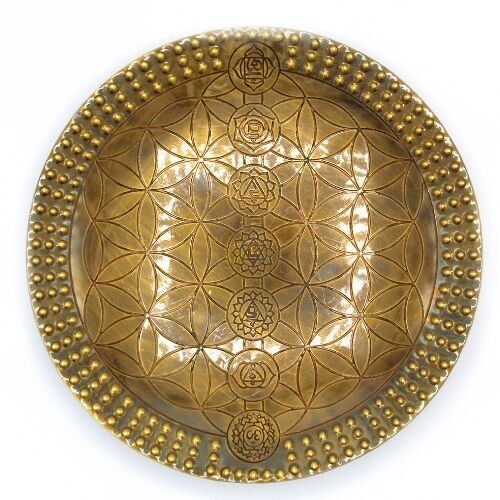 Piatto dell'offerta 7 Chakra e Fiore della Vita