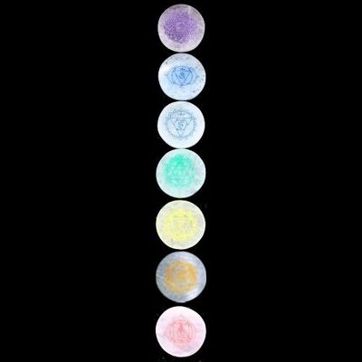 Cercle de Sélénite 7 Chakras 4cm 7 pcs.