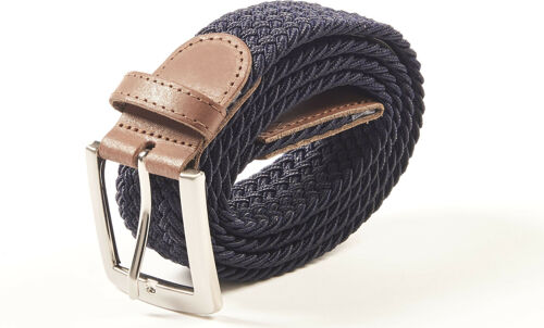 Ceinture tressee homme bleu marine