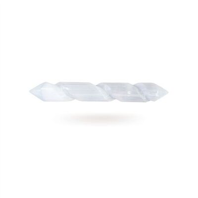 Baguette spirale en sélénite avec 2 extrémités 16cm