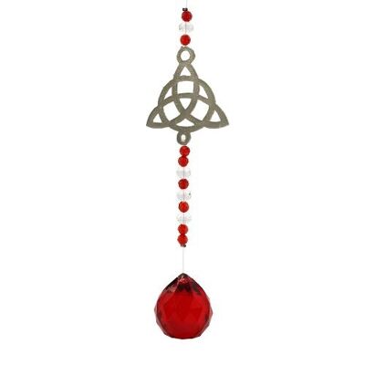 Attrape-soleil suspendu en perles rouges Triquetra