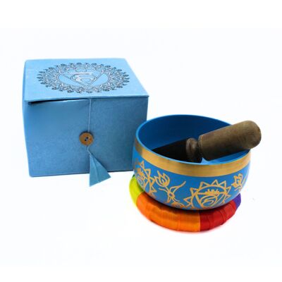 Bol chantant bleu pour le chakra de la gorge