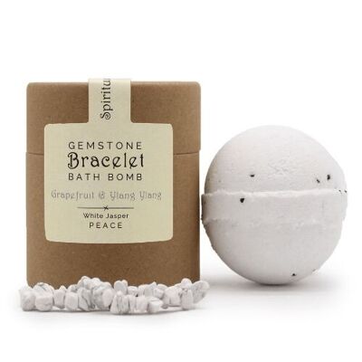 Juego de 4 bombas de baño con pulsera de piedras preciosas de la paz de jaspe blanco
