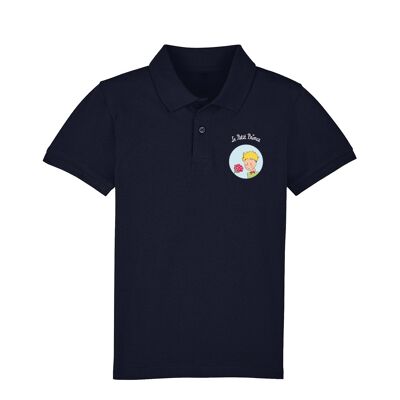 Navy polo shirt "The Little Prince and the Pink Heart bubble"