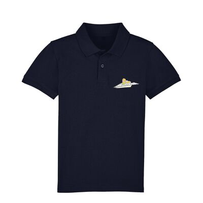 Polo Navy " Paper plane Coeur "