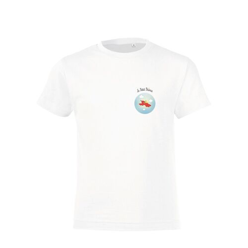 T-shirt Blanc " Le petit Prince dans les nuages Coeur "