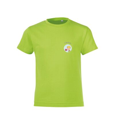 T-shirt verde bottiglia "Il Piccolo Principe e La Rose Bulle Coeur"