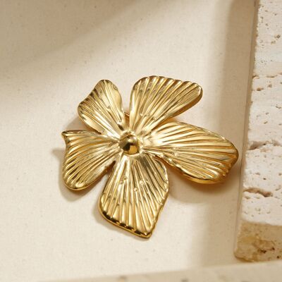 Broche dorée fleur aimantée