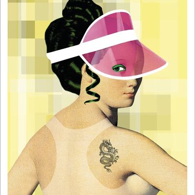 Affiche pop art Odalie 2.0 - 50X70 cm. 100% made in France en local. Ré interprétation de la grande Odalisque d'Ingres. Impression velouté mat